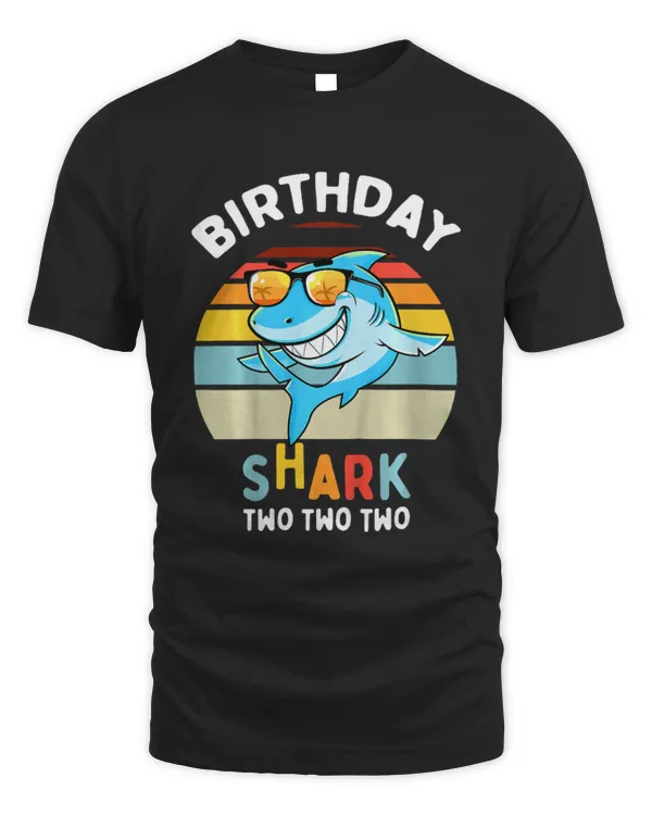2nd Birthday Boy Shark 2 Year Old Boys Matching Family T-Shirt