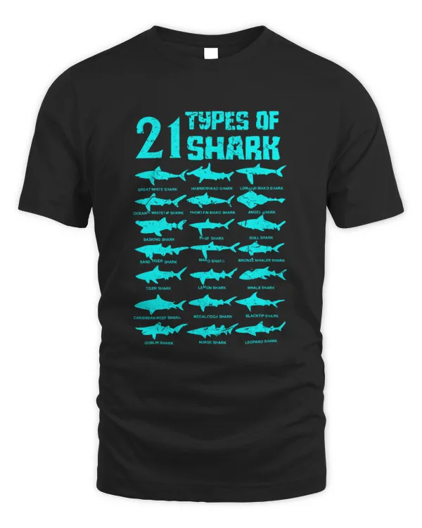 21 Types of Shark Shirt  Marine Biology T-Shirts Gift (2)