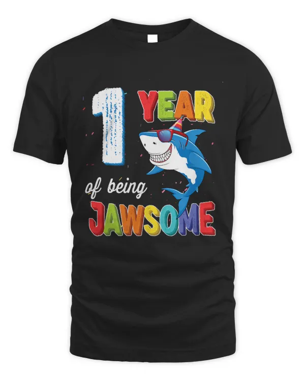 1 Year Old Shirt Toddlers Kids JawSome Shark 1st Birthday T-Shirt