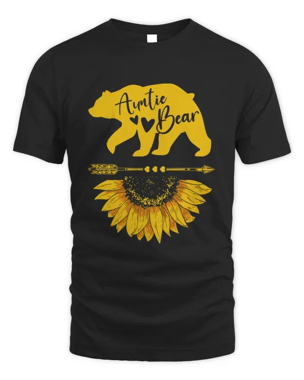 Auntie Bear Sunflower Funny Mothers Day For Mom Aunt Grandma T-Shirt