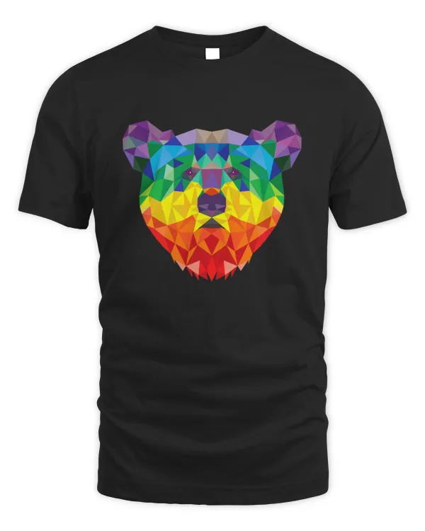 Geometric Bear LGBT Rainbow Flag Gay Pride Men Women T-Shirt