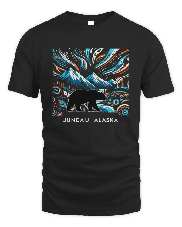 Alaska State Mountain With Bear Juneau Alaska Souvenir T-Shirt