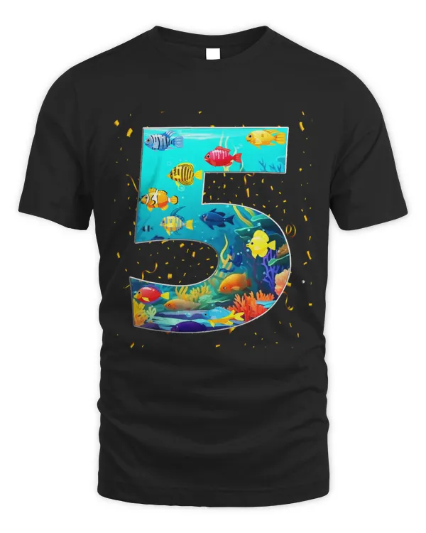 5th Birthday Party 5 Year Old Sea Fish Aquarium Birthday Boy T-Shirt