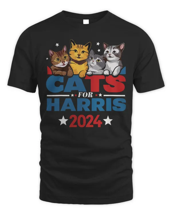 SH107 Cats for Harris 2024 - Kamala Harris for President 2024 T-Shirt