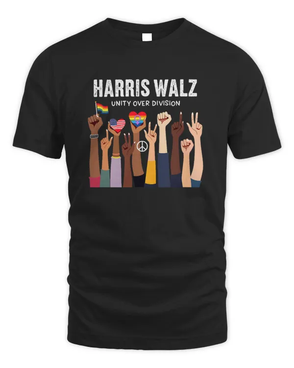 SH282 Harris Walz Unity Over Division Kamala Harris Hand Fist T-Shirt