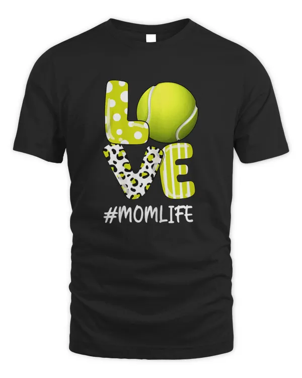 Love Tennis Mom Life Player with Leopard  T-Shirt