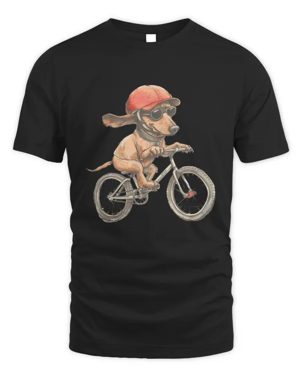 Cycling Dachshund T-Shirt, Cute Dog Shirts, Dachshund Lover Gift