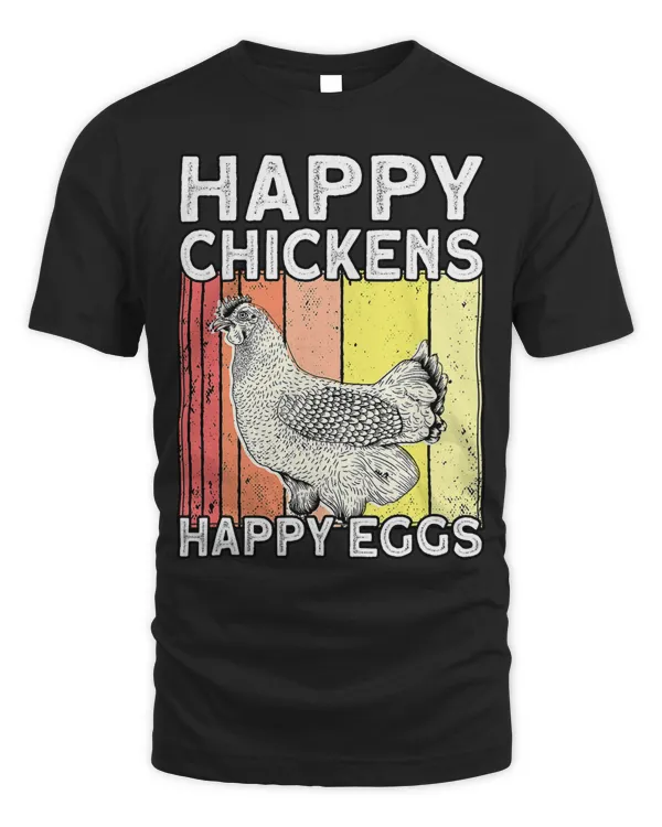 Happy Chickens Happy Eggs Farmer Rooster Hen Chicken