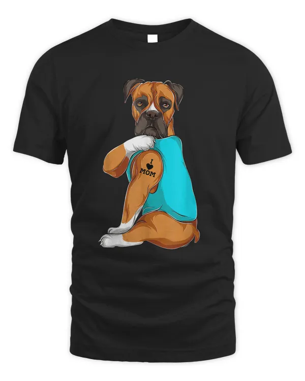 Boxer I Love Mom Tattoo Apparel, Dog Mom Gifts Womens