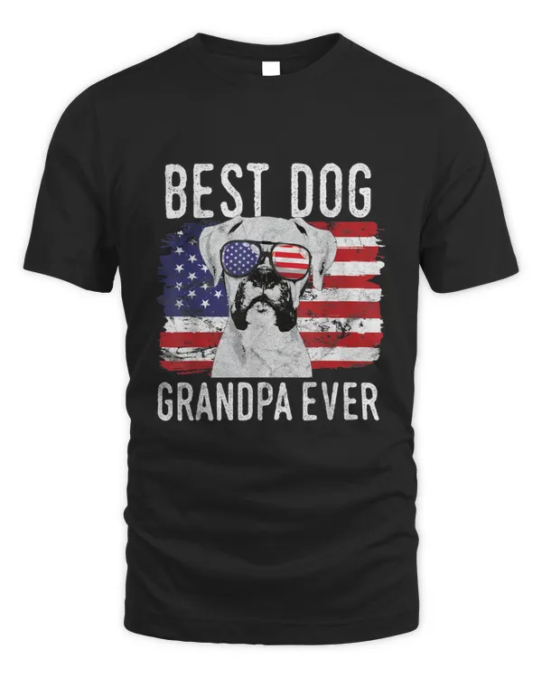 Mens American Flag Best Dog Grandpa Ever Boxer USA