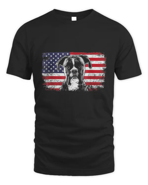 Mens American Flag Boxer Dog Lover Gift Dad Mom Flag 4th Of July