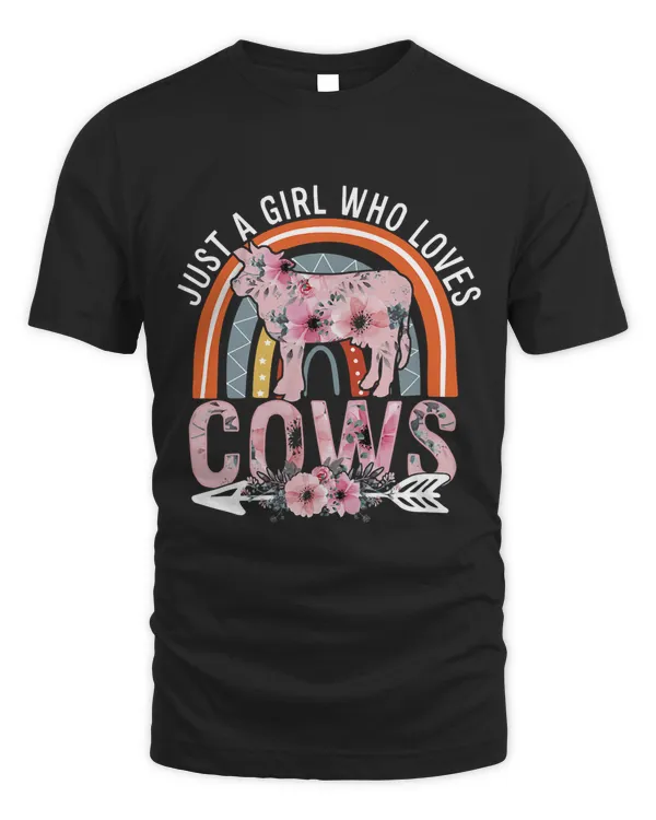 Just Girl Who Loves Cows Boho Rainbow For Cow Lover