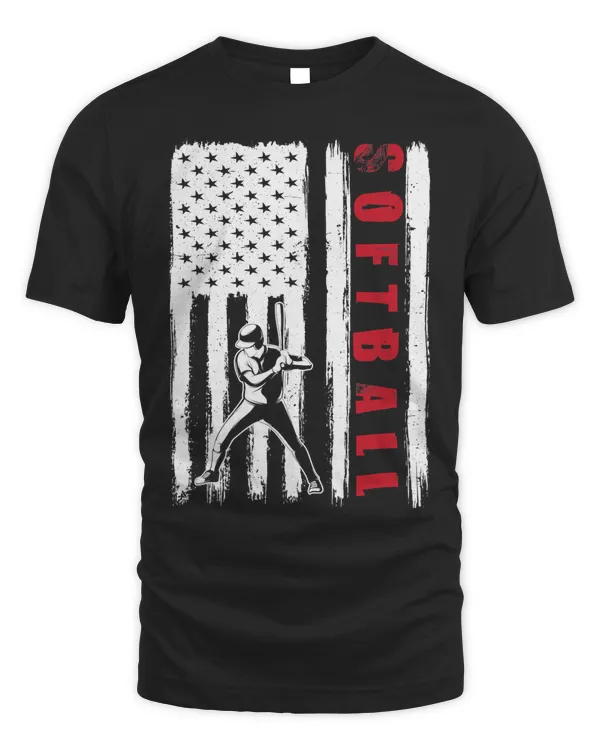 Softball Pitcher Hitter Catcher USA team American flag US Softball men women kids 49