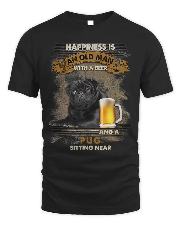 Pug Lover Dog Old Man With A Beer And A Pug Dog Sitting Near 65 Pugs