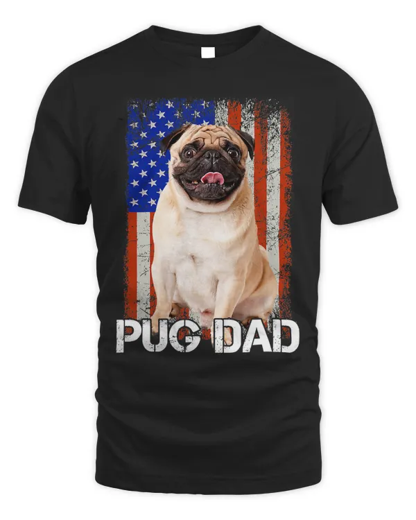 Pug Lover Dog Dad Father Day American Flag 164 Pugs