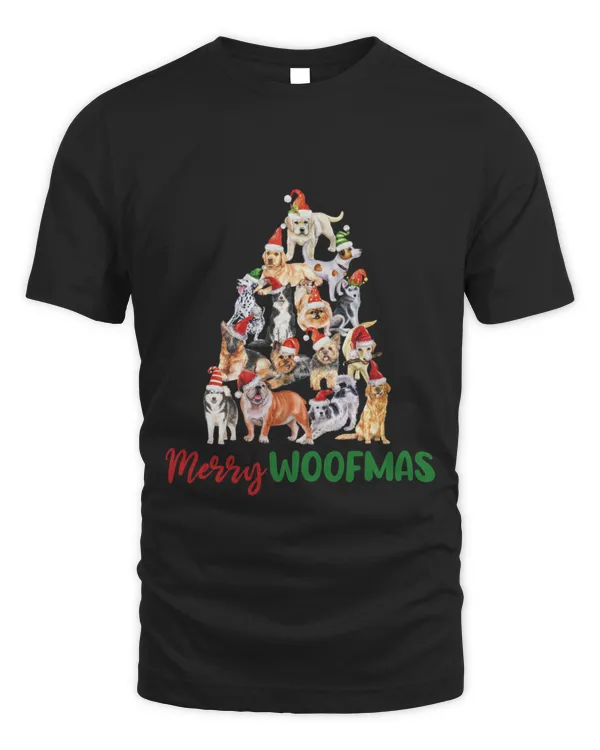 Official Christmas Tree with Santa Hat Dogs9 T-Shirt