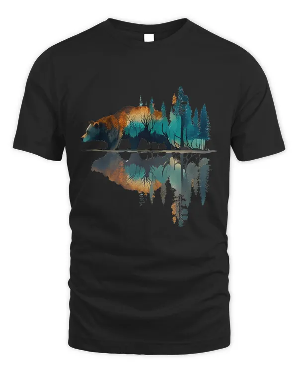 Trees Reflection Wildlife Nature Animal Bear Outdoor Forest Men's T-shirt