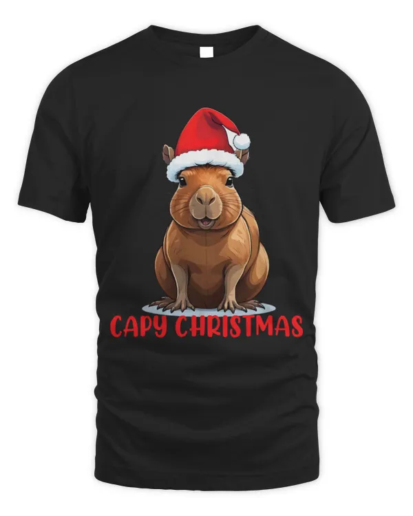 Capybara Pet Merry Christmas Capy Pun Tee Funny Lazy Capybara Sleeping