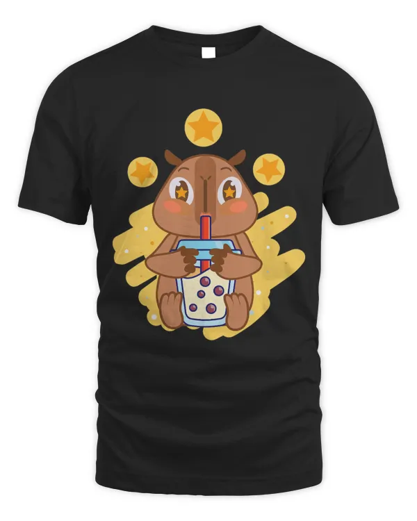 Capybara Pet Drinking Boba Bubble Tea Kawaii Cute Rodent 1