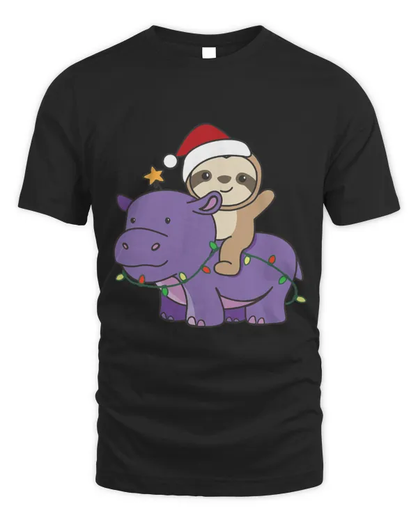 Hippo Pet Christmas Hippo Sloth Merry Christmas Hippopotamus Sloths