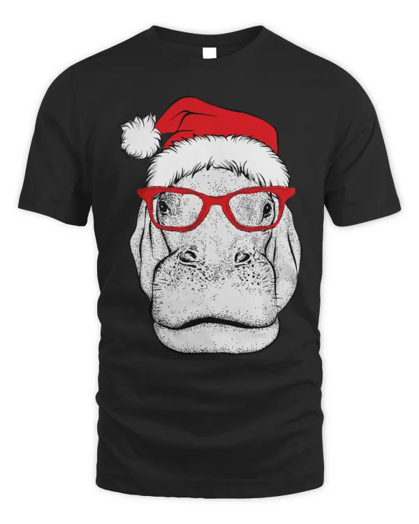 Hippo Pet Christmas Hippotamus Santa Hat Sunglasses Women Hippopotamus