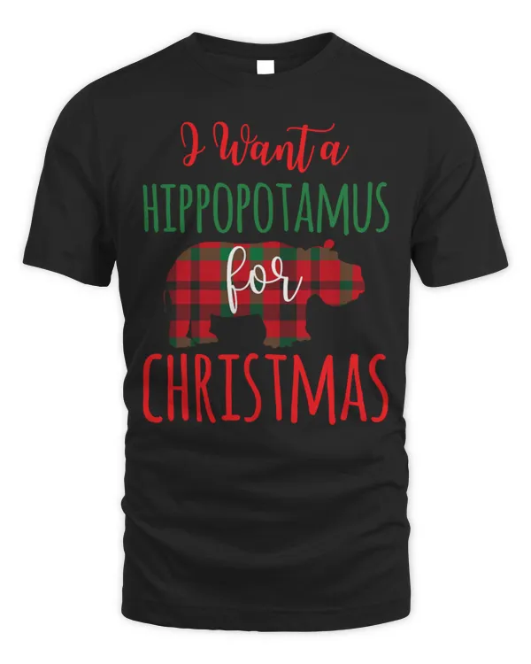 Hippo Pet I Want A Hippopotamus For Christmas Plaid Print Hippo