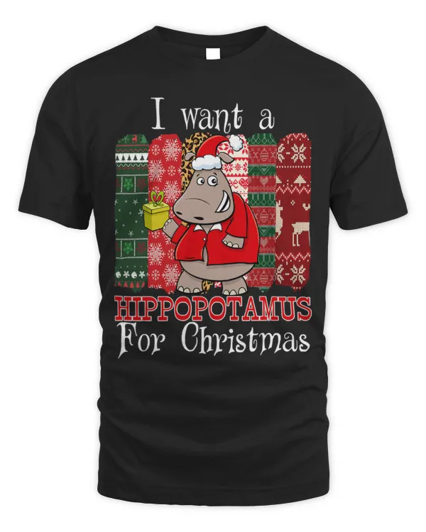 Hippo Pet I Want A Hippopotamus for Christmas Plaid Hippo Santa Pajama