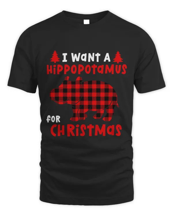 Hippo Pet I Want A Hippopotamus For Christmas Red Buffalo Plaid Funny