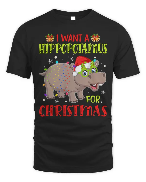 Hippo Pet I Want A Hippopotamus For Christmas Lights Hippo Xmas Pajama 65