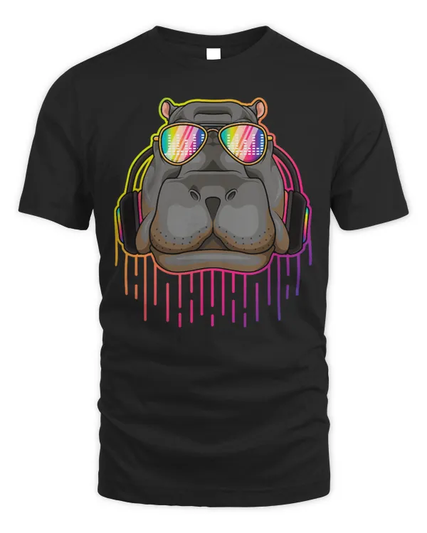 Hippo Pet Music Hippopotamus Dj With Headphones Musical Hippo Lovers