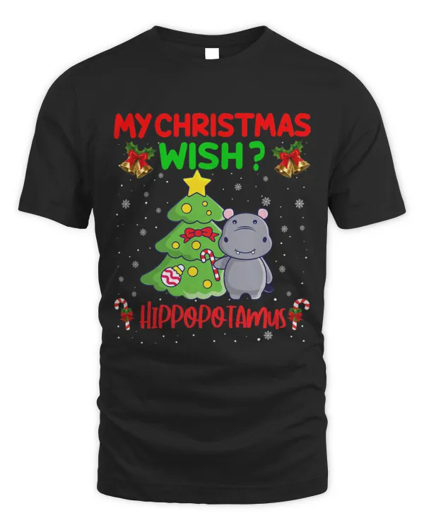 Hippo Pet My Christmas Wish Hippopotamus Cute Xmas Hippo for Kid Women