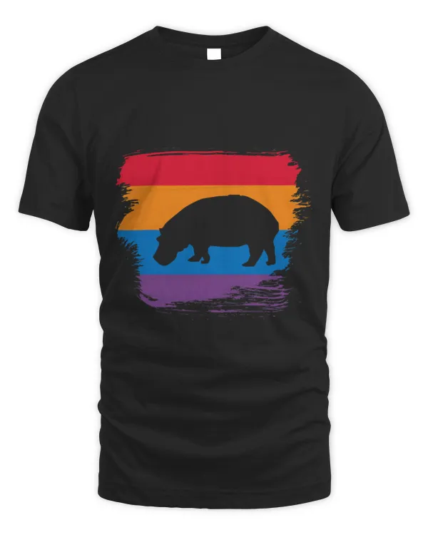 Hippo Pet Shadow silhouette with colorful Flag