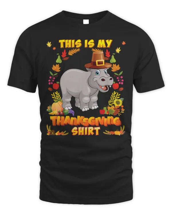 Hippo Pet This Is My Thanksgiving Hippopotamus Blessed Pilgrim
