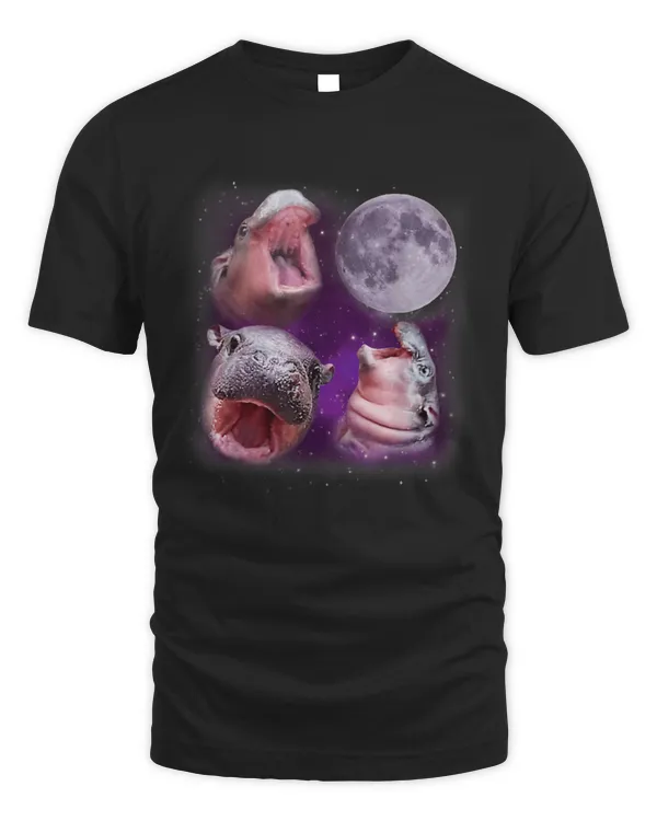 Hippo Pet Three Baby Hippo Moon Howling Cute Moo Deng Hippopotamus
