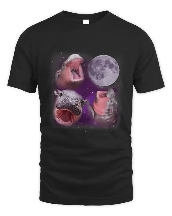 Hippo Pet Three Baby Hippo Moon Howling Cute Moo Deng