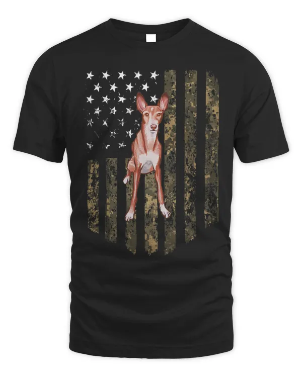 Camo American Flag Ibizan Hound 4th Of July USA