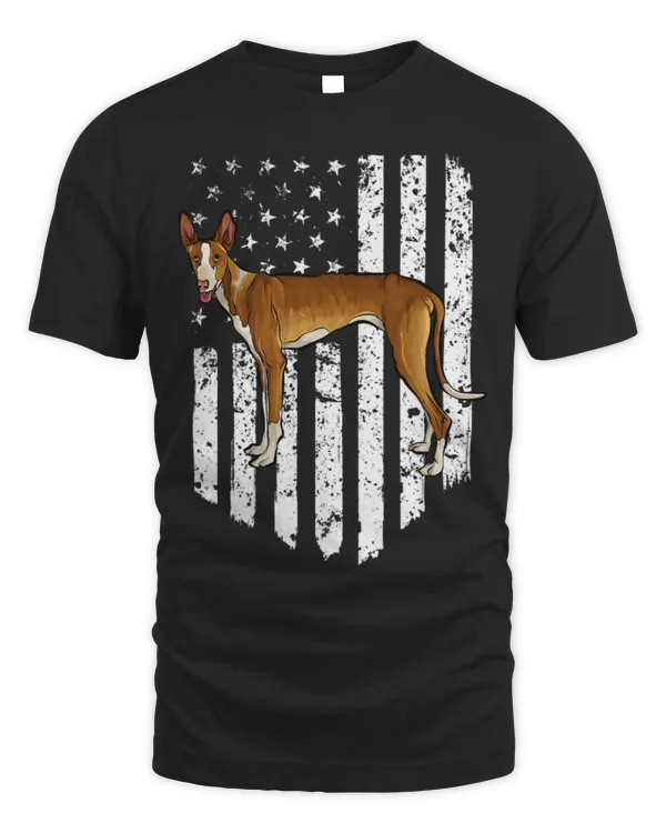 Black White American Flag Ibizan Hound 4th Of July USA 1