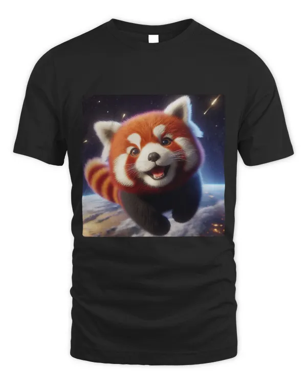 Panda Pet Cute and Happy Red Panda Flying in Space