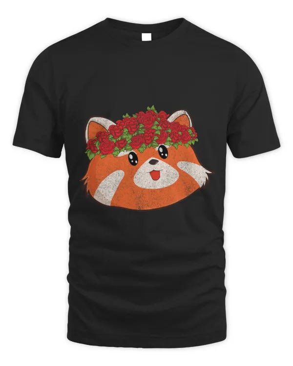 Panda Pet Cute Animal Flowers Zoo Animal Lover Roses Red Panda