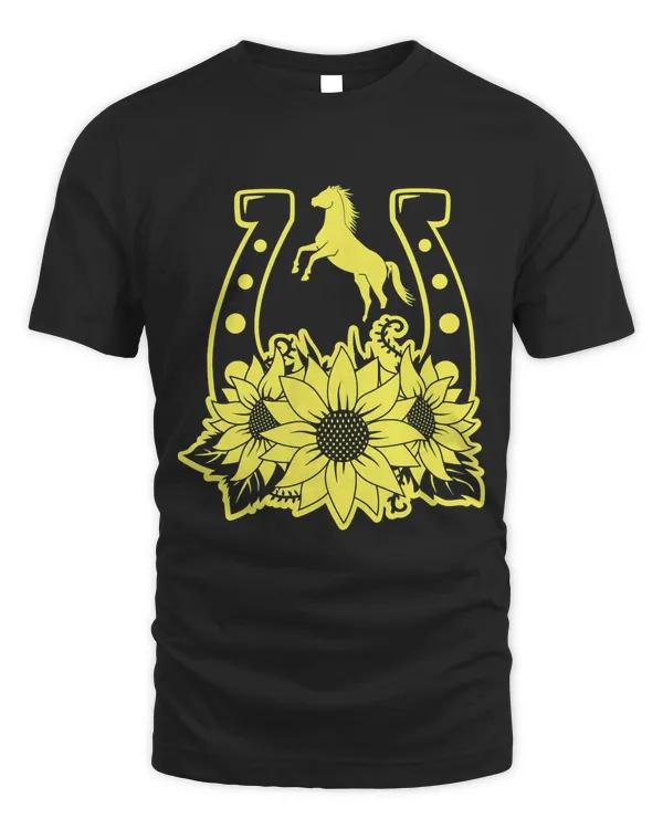 Womens Sunflower Horse Lover Riding Horseback Horsehoe 211