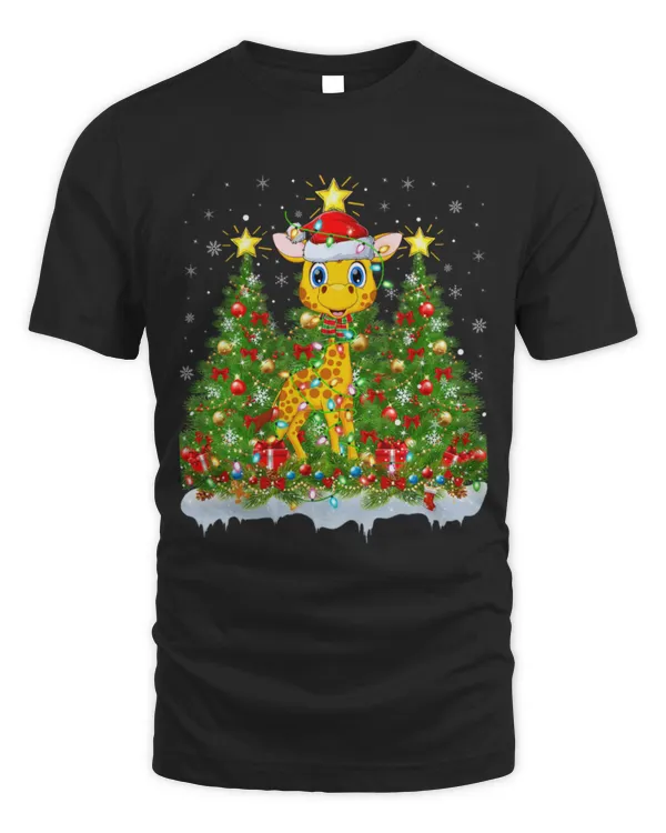 Giraffe Pet Lighting Xmas Tree Lover Funny Giraffe Christmas
