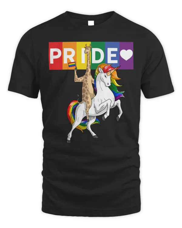 Giraffe Pet LGBT Pride Rainbow Unicorn Gay Giraffe Riding Rainbow Unicorn