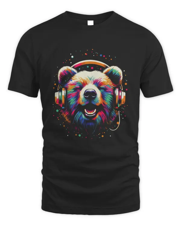 Cool Bear Headphone Music Art Christmas Birthday Pullover Hoodie