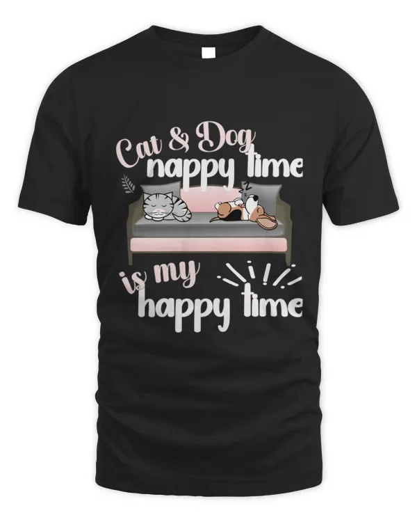 Cat And Dog Nap Cute Design9 T-Shirt