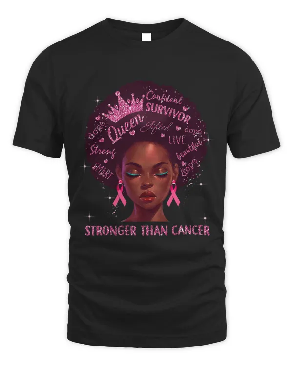 Funny Breast Cancer Black Women Queen Stronger Than Breast Cancer Pink Ribbon