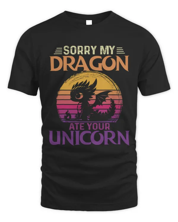 Cute Dragon Sorry My Dragon Ate Your Unicorn Funny Sunset Dragon Lover