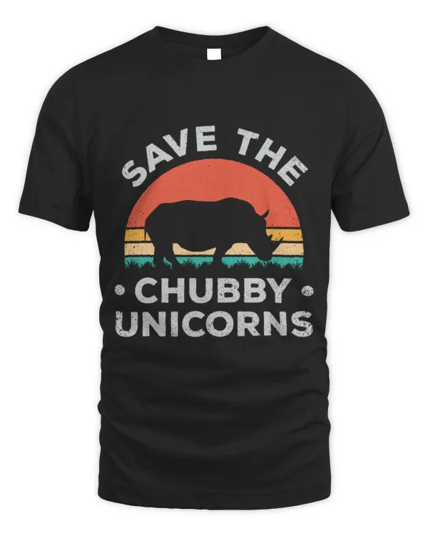 Cute Rhino Save The Chubby Unicorns Retro Rhino Funny