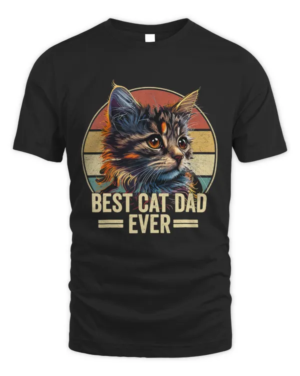 Best Cat Dad Ever Vintage Funny Cat Dad Fathers Day TShirt