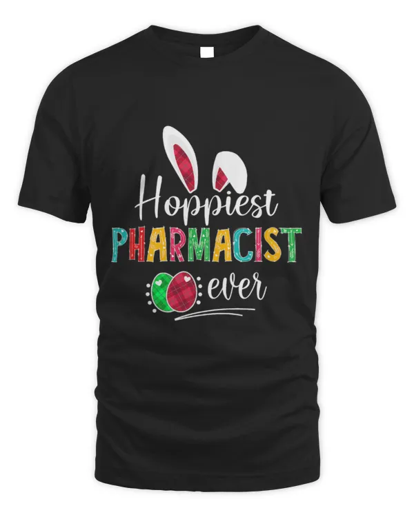 Cute Pharmacist hoppiest pharmacist ever bunny ears buffalo plaid easter