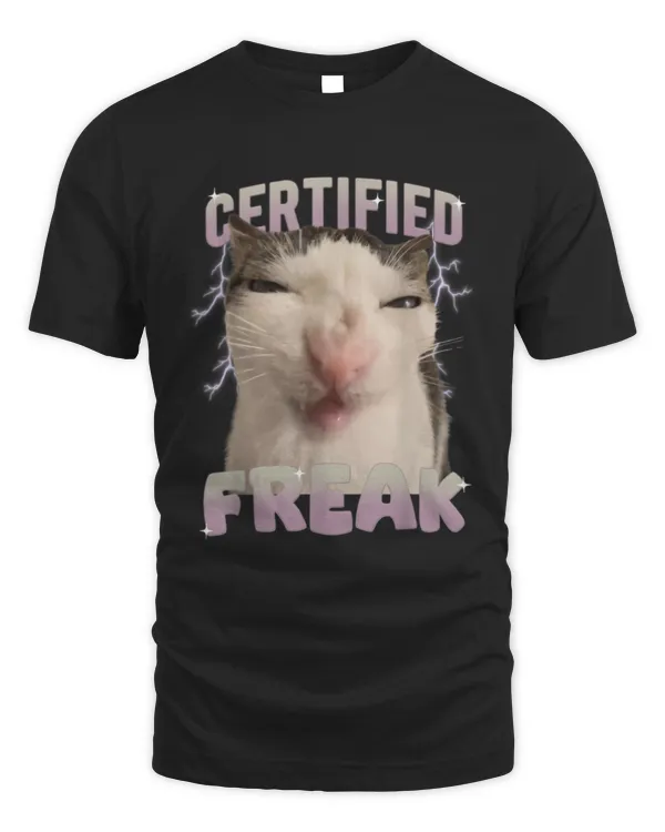 Cat Meme Certified Freak Eat Cement Cursed Cat Funny TShirt